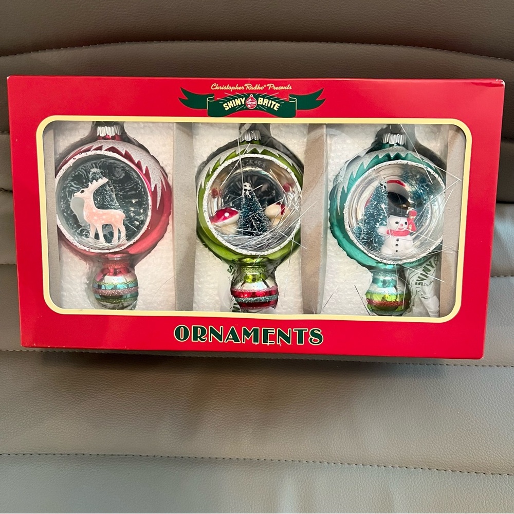 NIB Christopher Radko Shiny Bright Ornament Trio